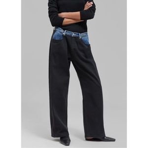 HAYLA CONTRAST DENIM PANTS - BLACK/BLUE